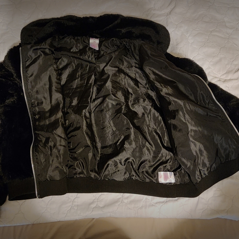 No Boundaries  Black faux fur coat. Large 11/13.